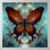Imaginaire Steampunk Orange Butterfly Aqua Aquarel