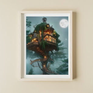 Poster Imaginaire Tree House Artwork numérique