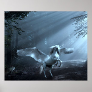 Poster Imaginaire Unicorne en forêt