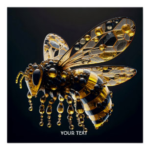 Poster Imaginaire Verre mignon Abeille noire jaune