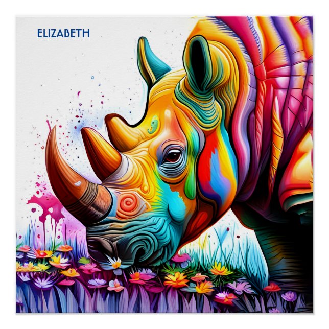 Poster Imaginaire Vibrant Vivid Rhino (Devant)