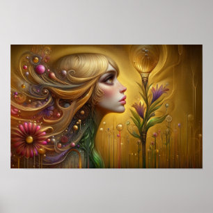 Poster Imaginaire Whimsical Floral Female autrement monde