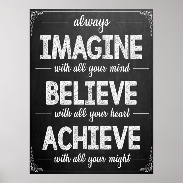Poster Imagine Croire Atteindre Noir Et Blanc Classe (Devant)