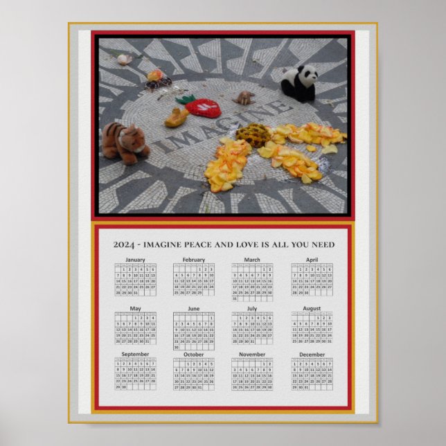 Poster Imagine Peace Photo 2024 Calendrier Imprimable ou (Devant)