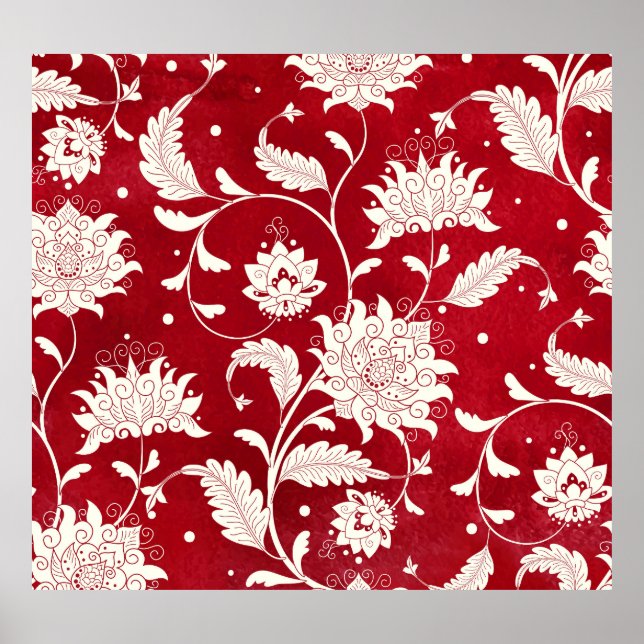 Poster Imitation porcelaine chinoise : peinture florale (Devant)