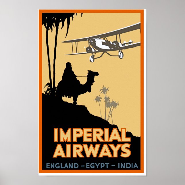 Poster Imperial Airways ~ Angleterre - Égypte - Inde (Devant)