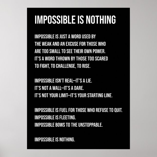 Poster Impossible N'Est Rien, Gym, Hustère, Succès, Grind (Devant)