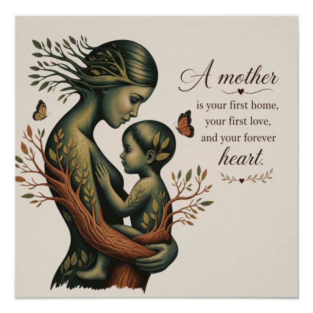 Poster Impression d'art de la nature mère et enfant, (Devant)