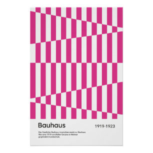 Poster Impression d'art géométrique à rayure rose vif Bau