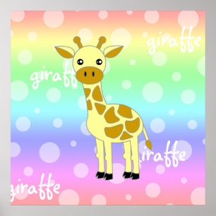 Poster / Impression de bébé girafe mignon arc-en-c