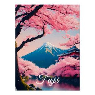 Poster Impression de voyage Fleur de Cerisier Mont Fuji J