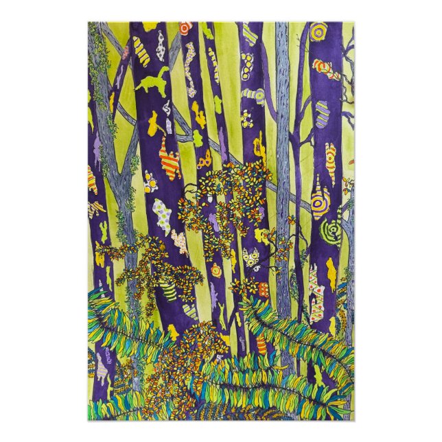 Poster Impression Forêt Bleue (Devant)