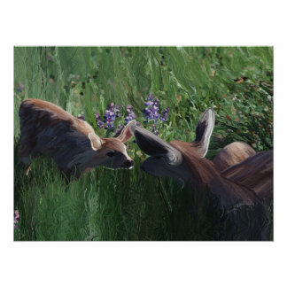 Poster Impression papier Doe et fawn