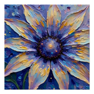 Poster Impression sur toile Grande Fleur Bleue Botaniqu