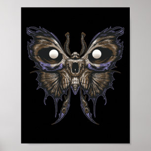 Poster Impressionnant crâne à papillon - Rocher Éffrayant