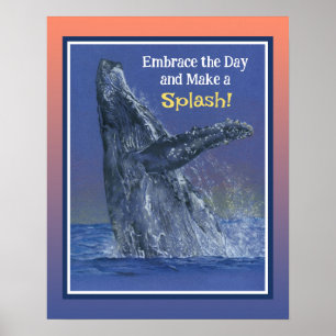 Poster Impressionnant motif de baleine amusant - Bordure