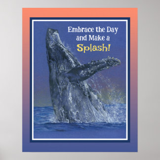Poster Impressionnant motif de baleine amusant - Bordure