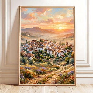 Poster Impressionnisme Campagne Coucher de Soleil Art Mur