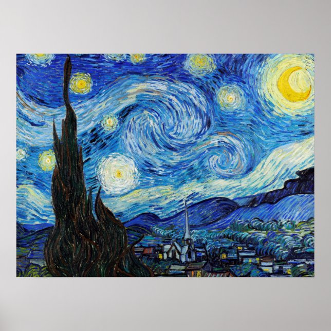 Poster Impressionnisme Vincent Van Gogh Starry Starry Nui (Devant)