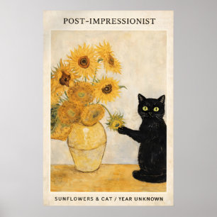 Poster Impressionniste après-guerre Chat Imprimé Soleil d