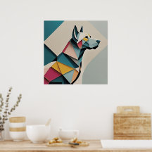 Imprimable belle illustration géométrique Chien