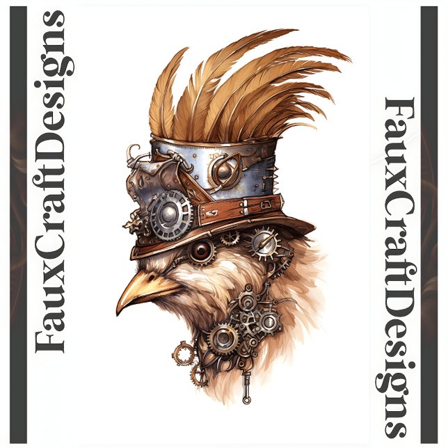 Poster Imprimable Steampunk Cute Crazy Chicken 113 (Créateur téléchargé)