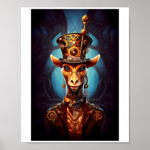 Poster Imprimable Steampunk Funky Giraffe Faux Ink 035