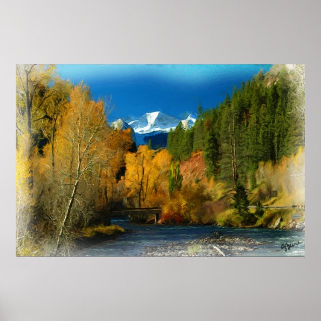 POSTER IMPRIMANTE DE CHUTE DE MONTAGNE ROCHEUSE (Devant)