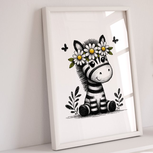 Poster Imprimantes de pépinière | Zebra Animal Safari Gir (Zebra Nursery Art Print)