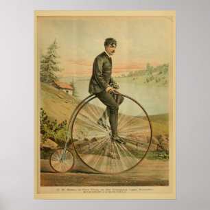 Poster Imprimé 1893 Bicycle High Wheel Penny Farthing