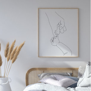 Poster imprimé à la main de la mère et du bébé