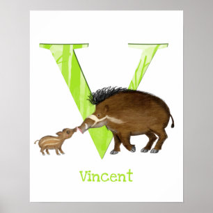Poster Imprimé ABC animal V est pour le sanglier de Visay