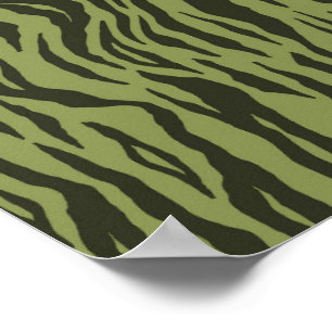 Poster Imprimé Animalier Rayures de Tigre Vert Mousse Gla