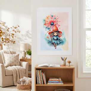 Poster Imprimé aquarelle de sorcière fantaisiste pour Hal