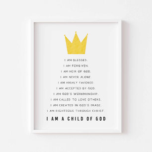 Poster imprimé d'affirmation des enfants chrétiens