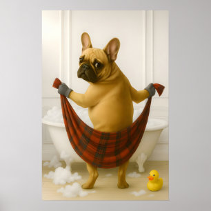Poster Imprimé de salle de bain drôle de Bouledogue Franç