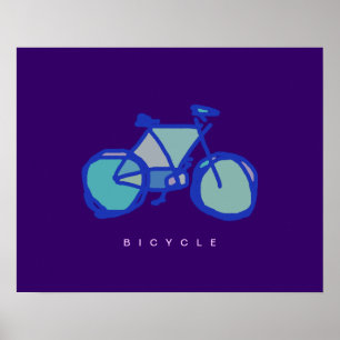 Poster imprimé décoratif bleu vélo