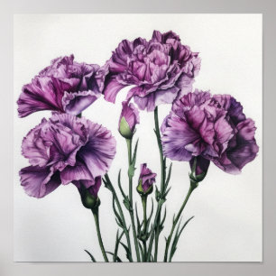Poster imprimé d'oeillets violets