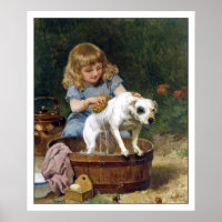 Poster imprimé : Donner un bain au chien - Art Vin