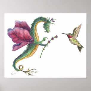 Poster Imprimé Dragon & Hummingbird