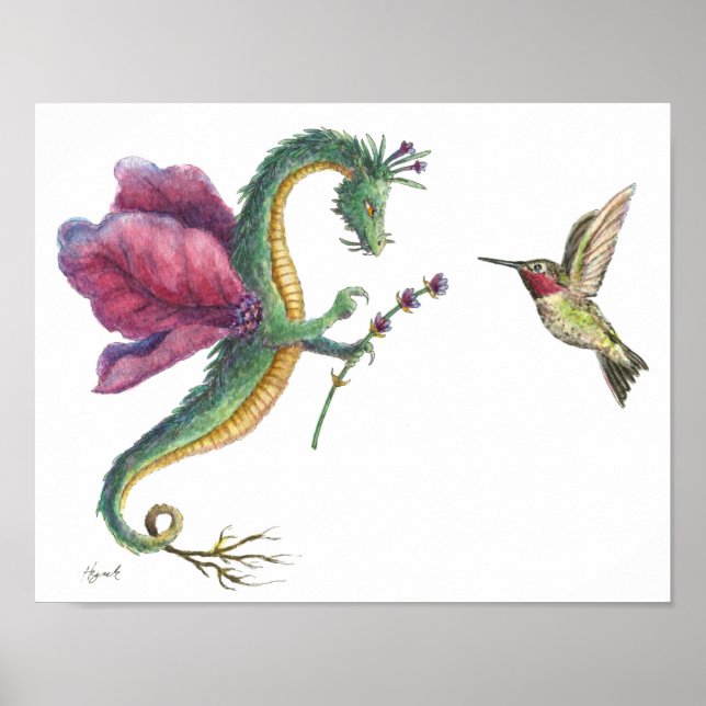 Poster Imprimé Dragon & Hummingbird (Devant)
