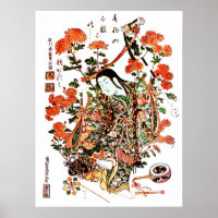 Poster imprimé Geisha japonais antique
