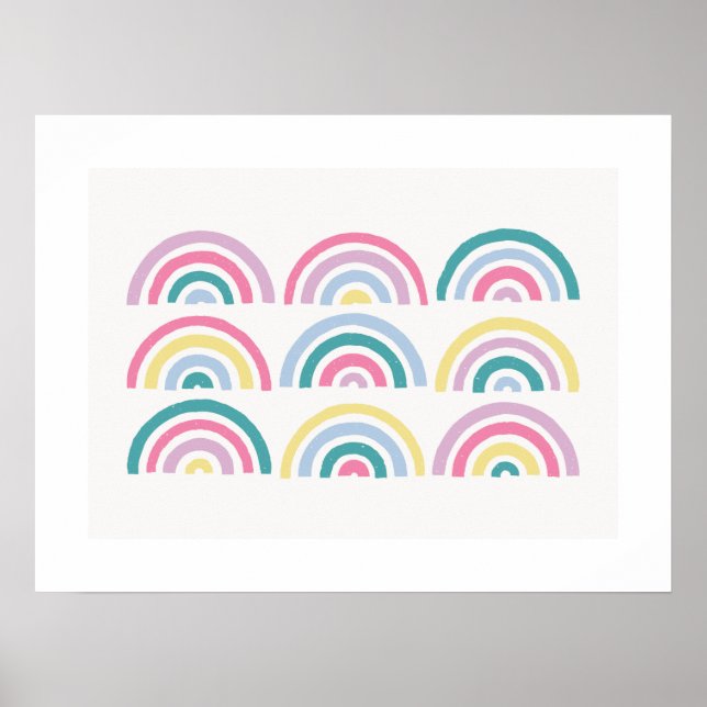 Poster Imprimé Rainbows Art pour enfants - Turquoise (Devant)