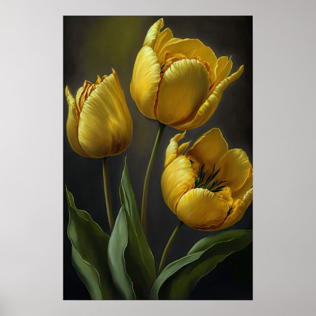 Poster imprimé Tulipes Jaunes (Devant)