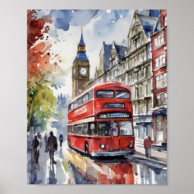 Poster Imprimé Watercolor de Londres (Devant)
