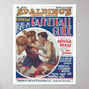 POSTER IMPRIMER 1928-29 LIVRE DE RÈGLE DE BASKETBALL COUV