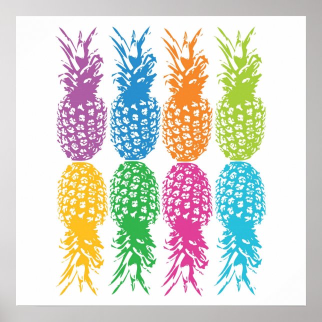 Poster Imprimer ananas rétro (Devant)