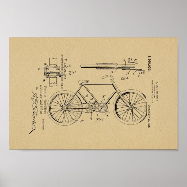 Poster Imprimer Brevet de cisaillement à bicyclette Vinta (Devant)
