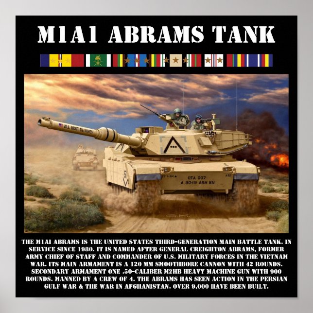 Poster Imprimer char de combat M1A1 Abrams (Devant)