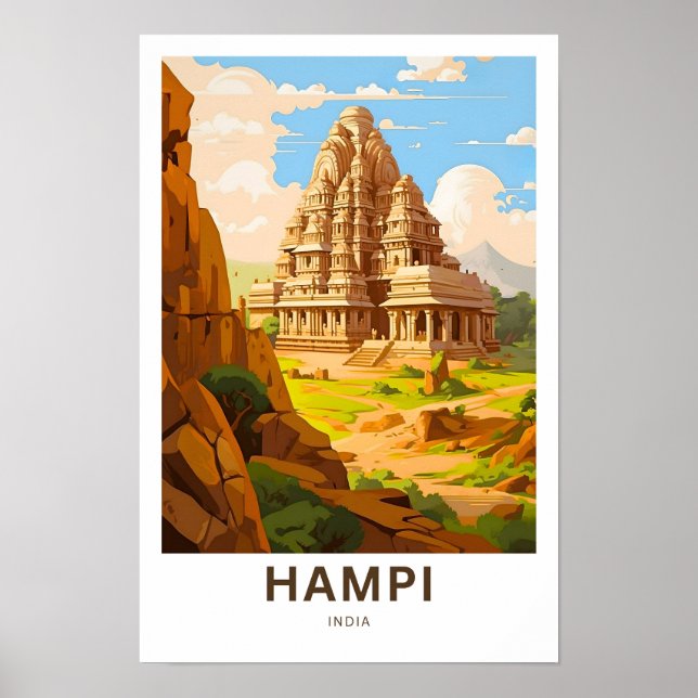 Poster Imprimer de voyage de Hampi Inde (Devant)